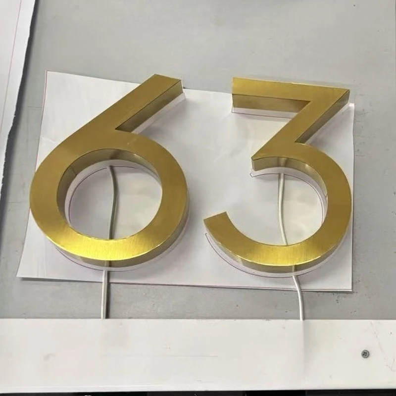 Illuminated LED House Number Outdoor Backlit Letter Door Plates 3D Stainless Steel and Acrylic Home Number Alphabet Address Sign