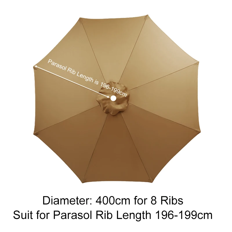 400cm Diameter Parasol Top Cloth Outdoor Umbrella Replaceable Cloth Beach Patio Banana Without Holder Sunshade Cloth For 8 Ribs