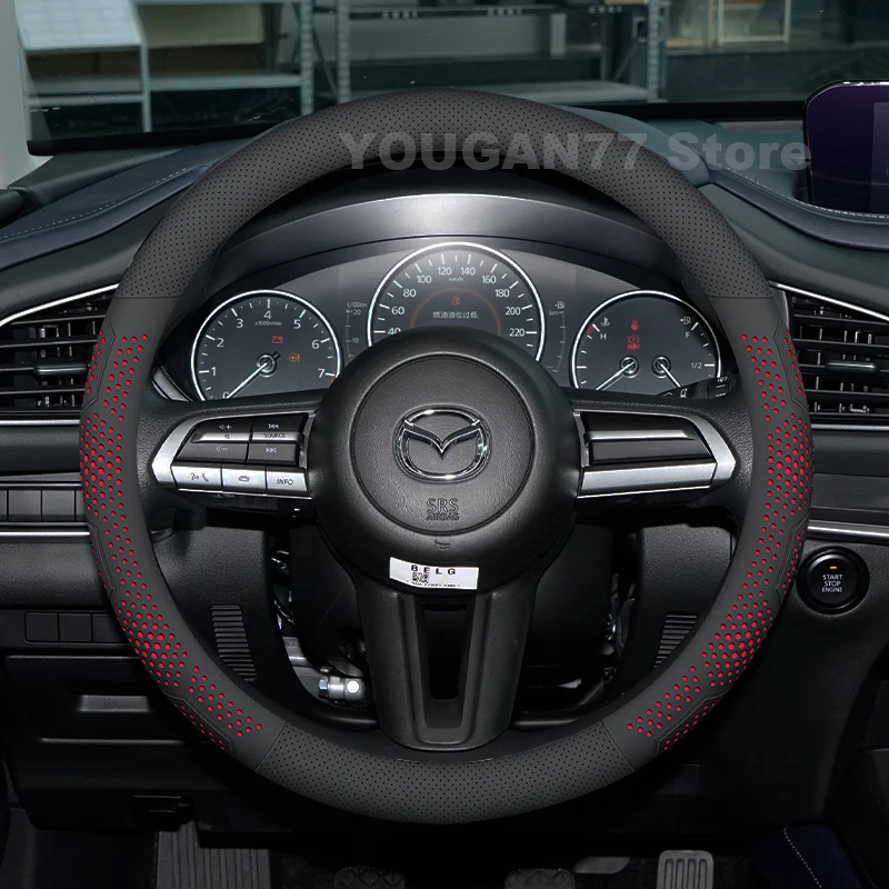 

Leather Car Steering Wheel Cover For Mazda CX60 CX-60 2022-2026 Non-slip Auto Steering Wheel Mazda CX60 Accessories 2025