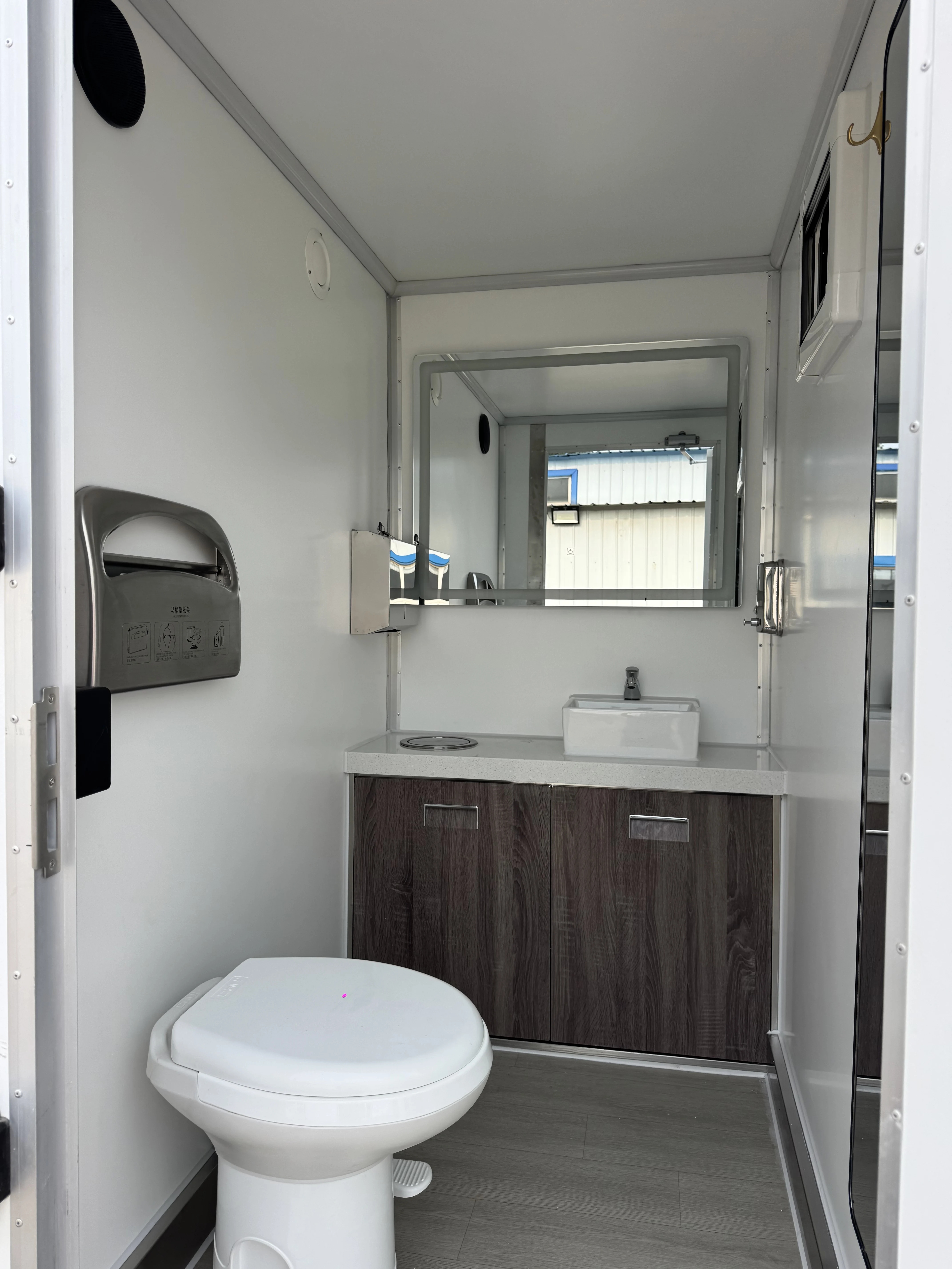 Mobile Toilet Trailer with Non-Slip Floor Portable Restroom for Construction Site Wet Outdoor Environments