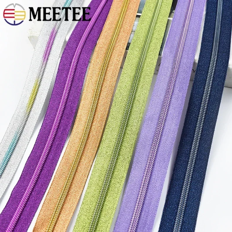 2/3/5meters meetee 5# Nylon zippers Zsák ruhák tekercs Cipzár Bekapcsolás Vminél fogva Lá Időmértékes verselés dekor zips javító Ruha Összevarrás kiegészítők