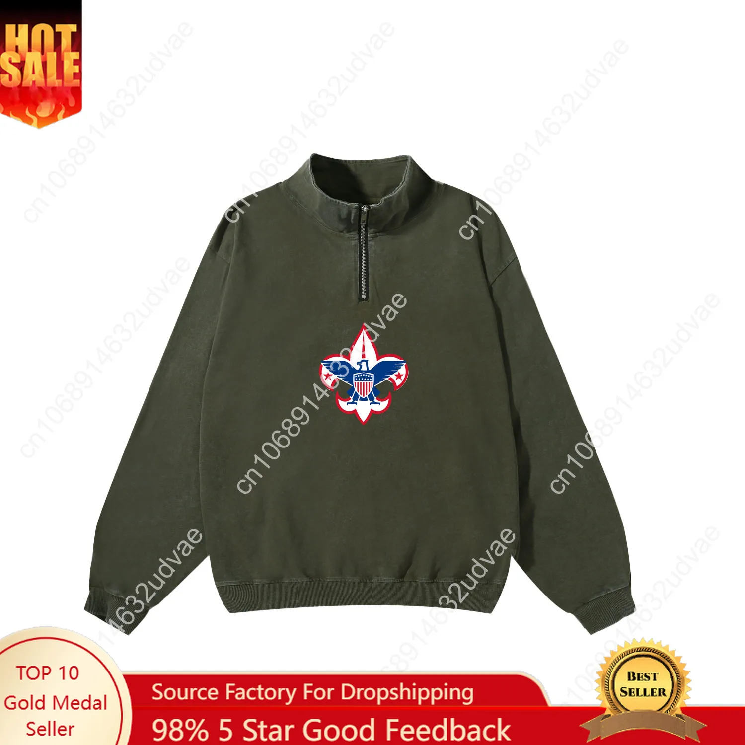 Scouts of America Retro Sweatshirt Man Woman Teenager Vintage Pullover Half Zipper Sweat Shirt Photo Custom Long Sleeved Tshirt
