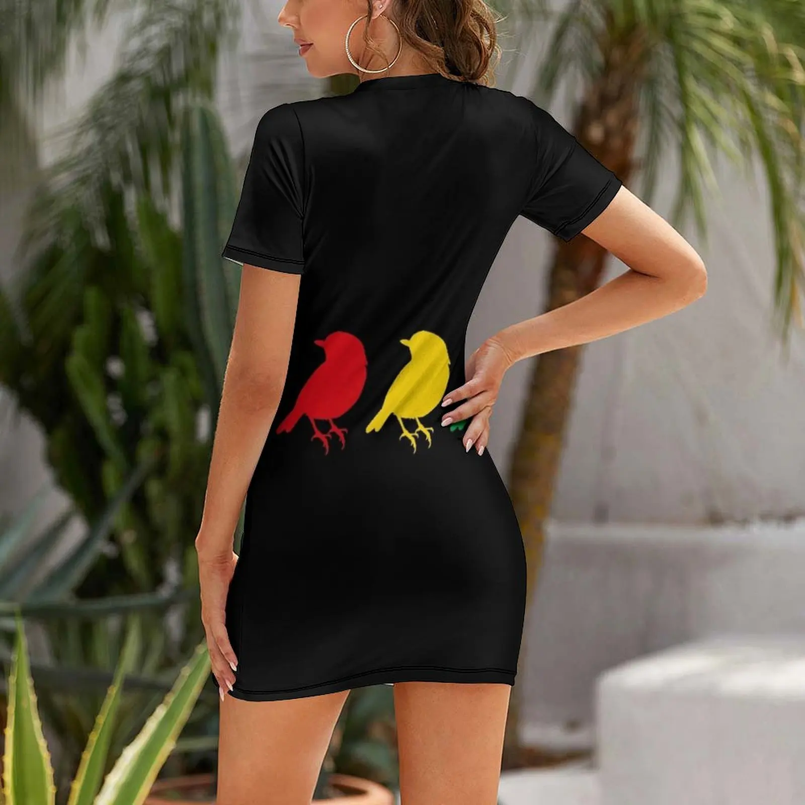 3 little Birds - Three Birds Rasta Colors Bob Song Short Sleeved Dress Aesthetic clothing Women's summer suit Dress