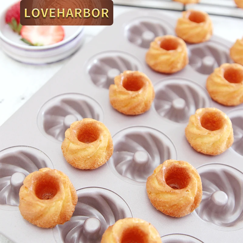 

20-Cavity Mini Cyclone Doughnut Bakeware,Tube Cake Pan, Bakeware for Easy Demolding in Oven Baking