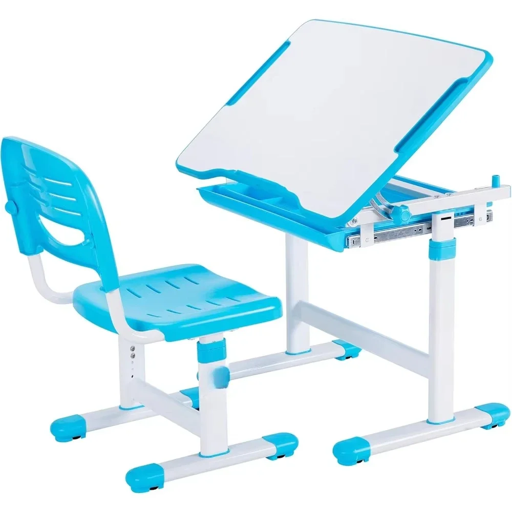 

Height Adjustable Children's Desk and Chair Set, Kids' Multifunctional Interactive Workstation for School Writing Study Play