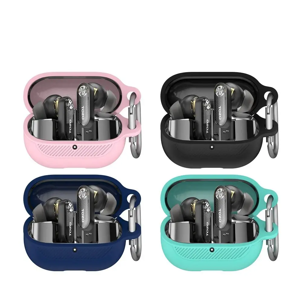 

Silicone Earphone Case Anti-Scratch Shockproof Protective Cover With Keychain Protector Shell for TOZO Crystal Pods
