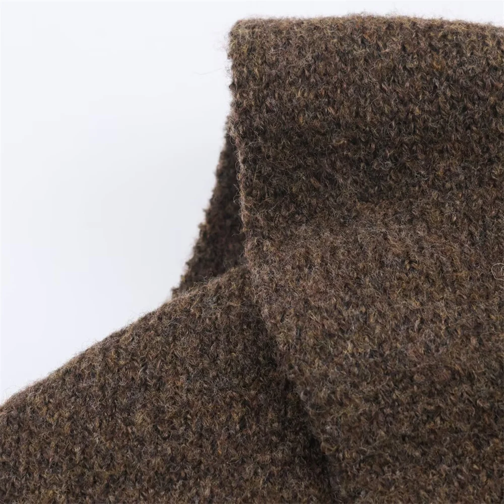 Invierno nuevo diseño suelto de moda Casual para mujer con bufanda cuello redondo suéter de punto de manga larga