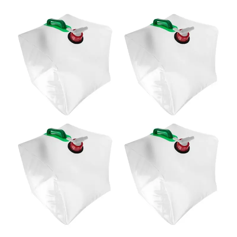 

Set Of 4 Foldable Water Canisters With Handle And Pouring Tap 20 L-A00E