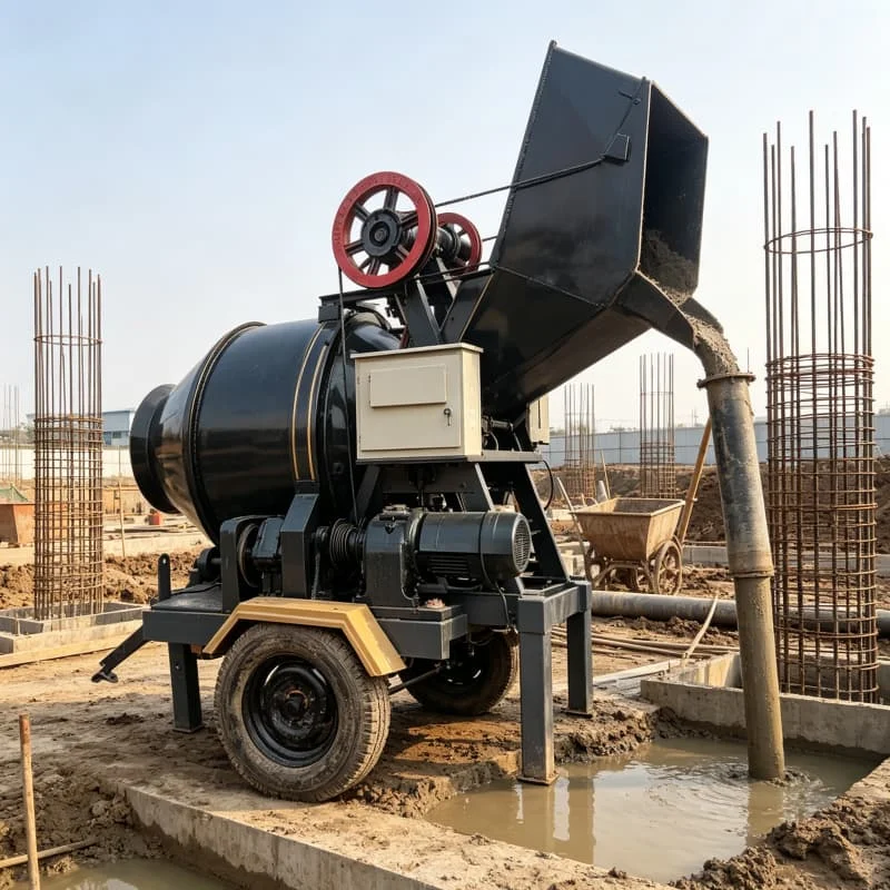 Trailer Type Concrete Mixing Plant 15m3 h Portable Mobile Station For Small Bridge Rural Road Construction Customized