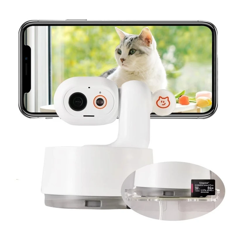 1080P HD Smart Pet Camera Auto Tracking 5G WiFi Night Vision Plastic Material AI Observation Report for Cats/Dogs Smartphone APP