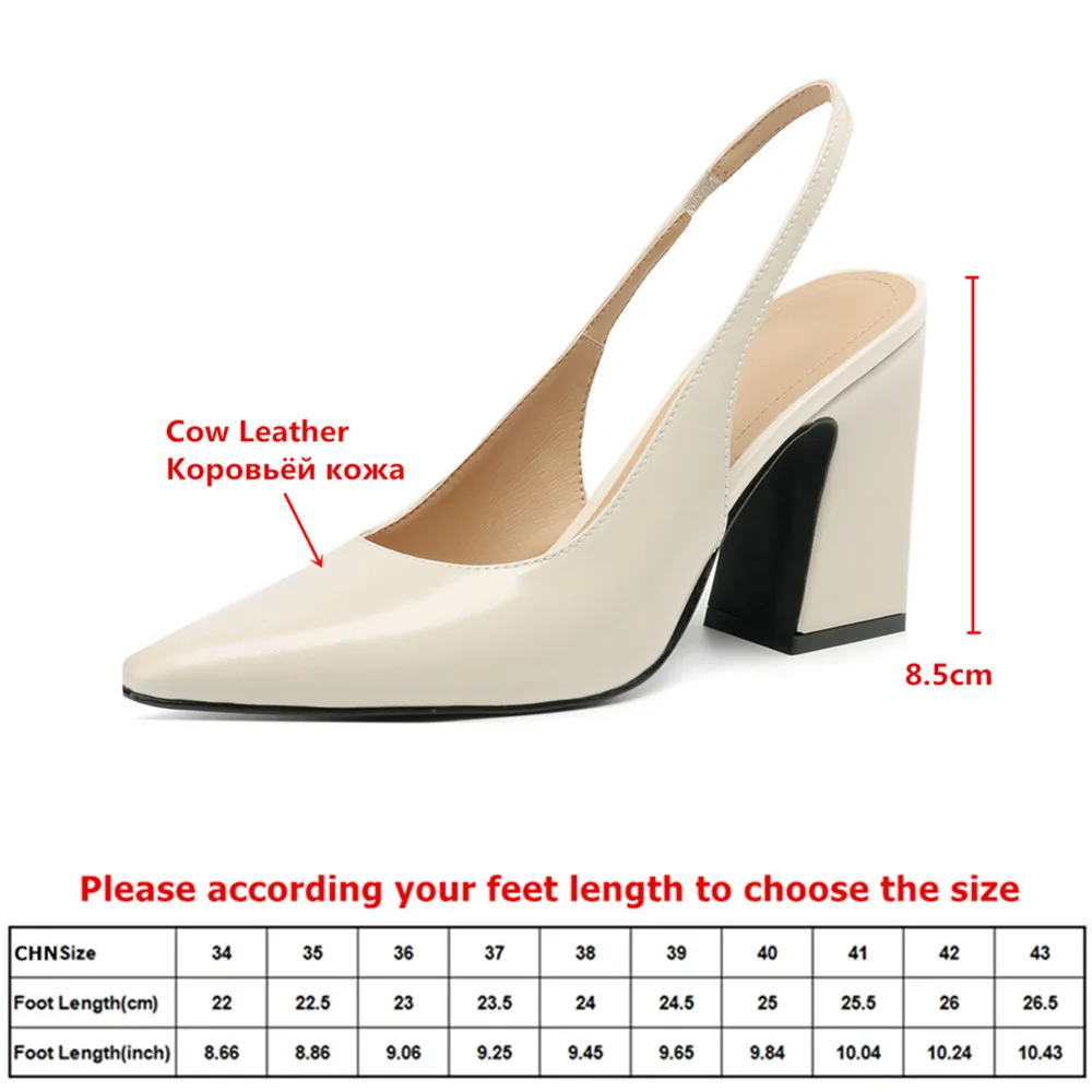 MILI-MIYA Women’s Classic Pointed-Toe Open-Back Calfskin High-Heeled Shoes With Extra-High Chunky Heels And Slip-On Style Dress