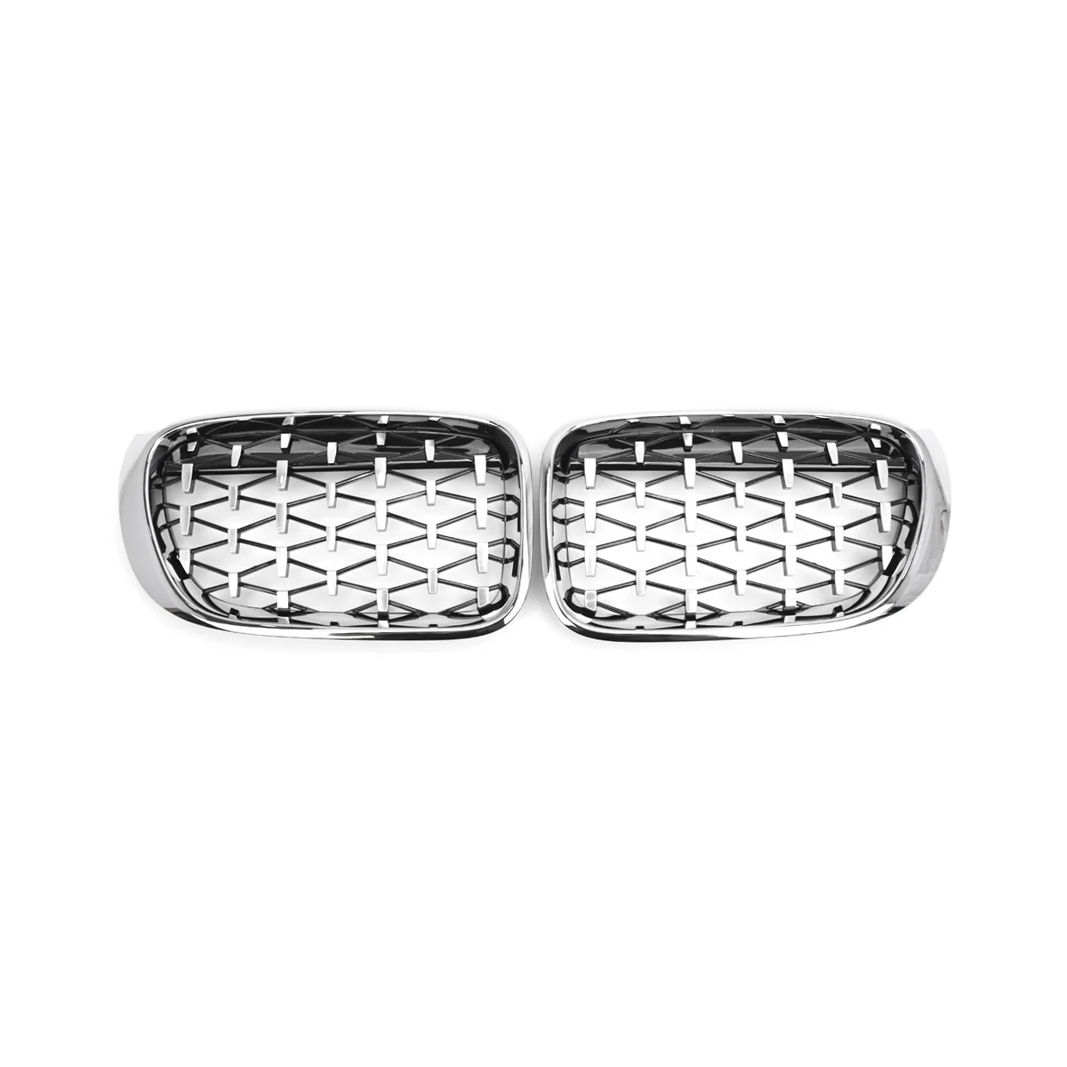 2PCS Set Front Kidney Grilles Diamond Meteor Style Chrome Fits for BMW X3 X4 F25 F26