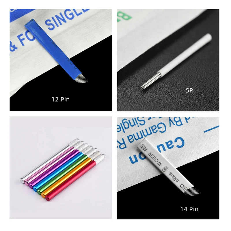 Microblading Pen Set Tattoo Machine Permanent Stainless Steel Makeup Eyebrow Tattoo Manual Pen with Microblade Tattoo Kit