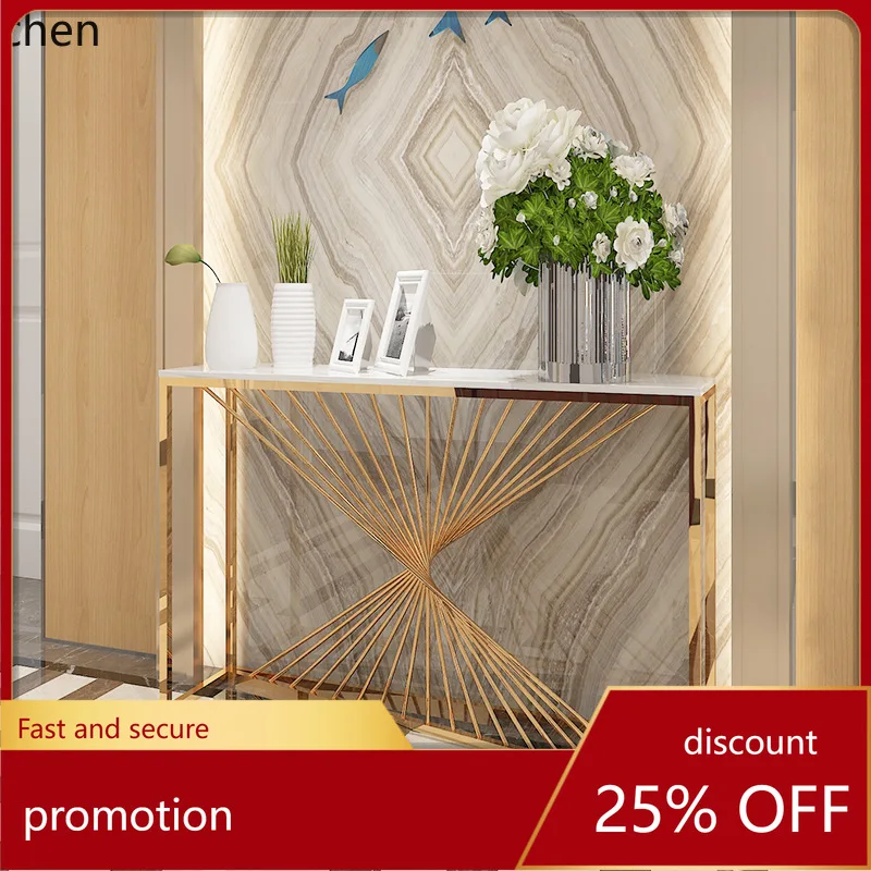 CZ Ultra-Narrow Marble Iron Art Entryway Console Simple Modern Living Room Entryway Cabinet