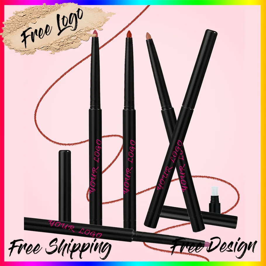 

Vegan Makeup Wholesale Private Label Custom Logo Waterproof Lip Liner with Sharpener Matte Long Wear Lip Defining Pencil