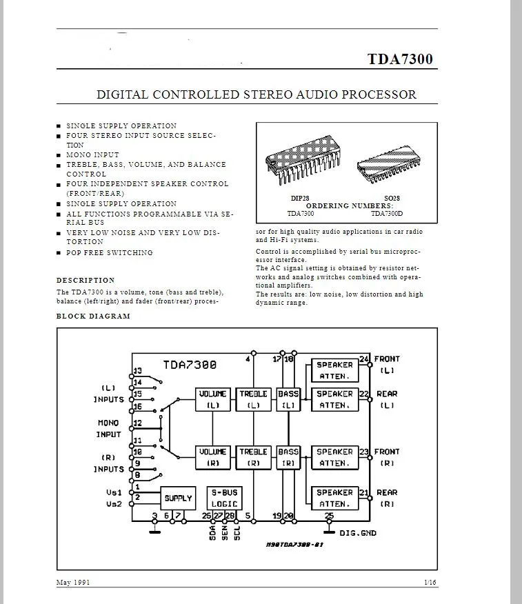 2Pcs/lot TDA7300D SOP-28 TDA7300 DIGITAL CONTROLLED STEREO AUDIO PROCESSOR 100% new imported original 100% quality