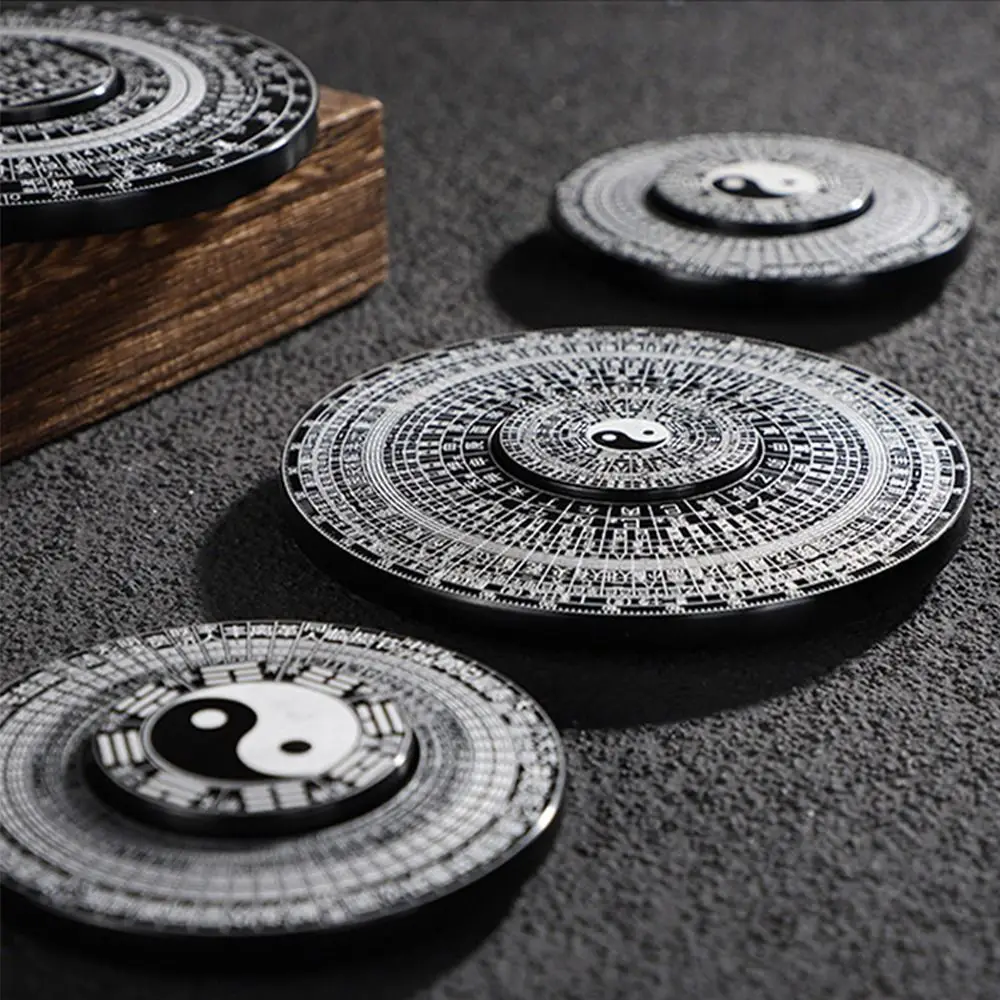 Handheld Tai Chi Fingertip Gyro Bagua Pattern Aluminium Alloy Finger Spinner Retro Chinese Style Fidget Spinner Decompression