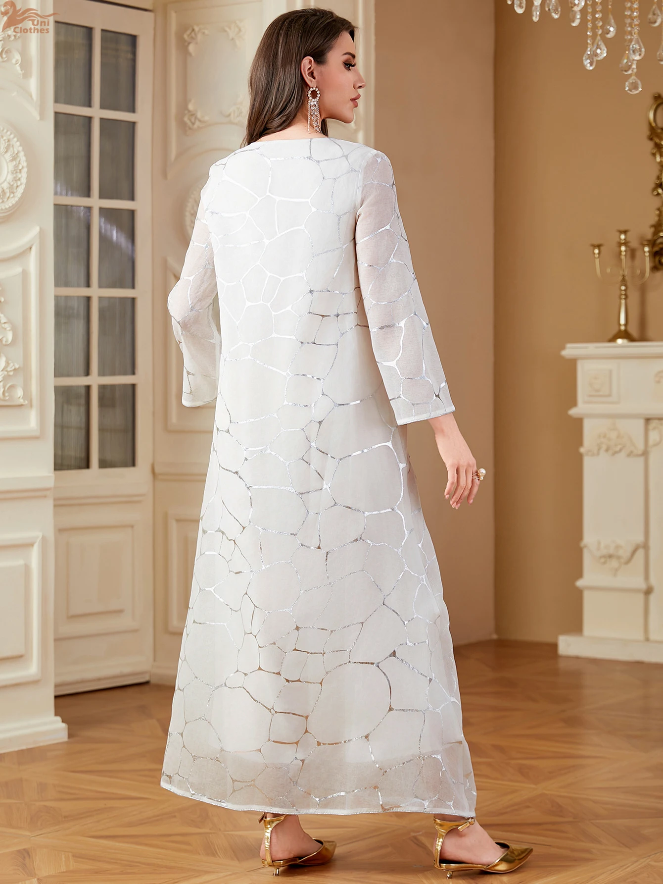 Mode paillettes or estampage musulman Abaya dubaï turquie Islam vêtements de prière robes africaines pour les femmes robe longue caftan