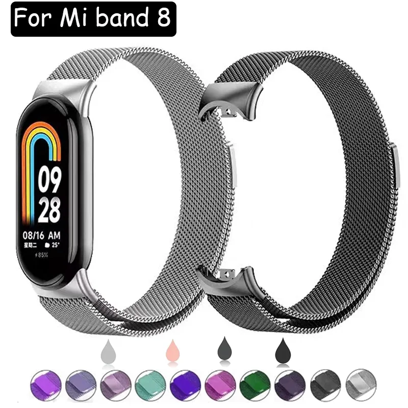 Milanese gelang pengganti jam tangan pintar, Loop untuk xiaomi Mi Band 8 tali olahraga Miband8 Aksesori Mi band 8-NFC