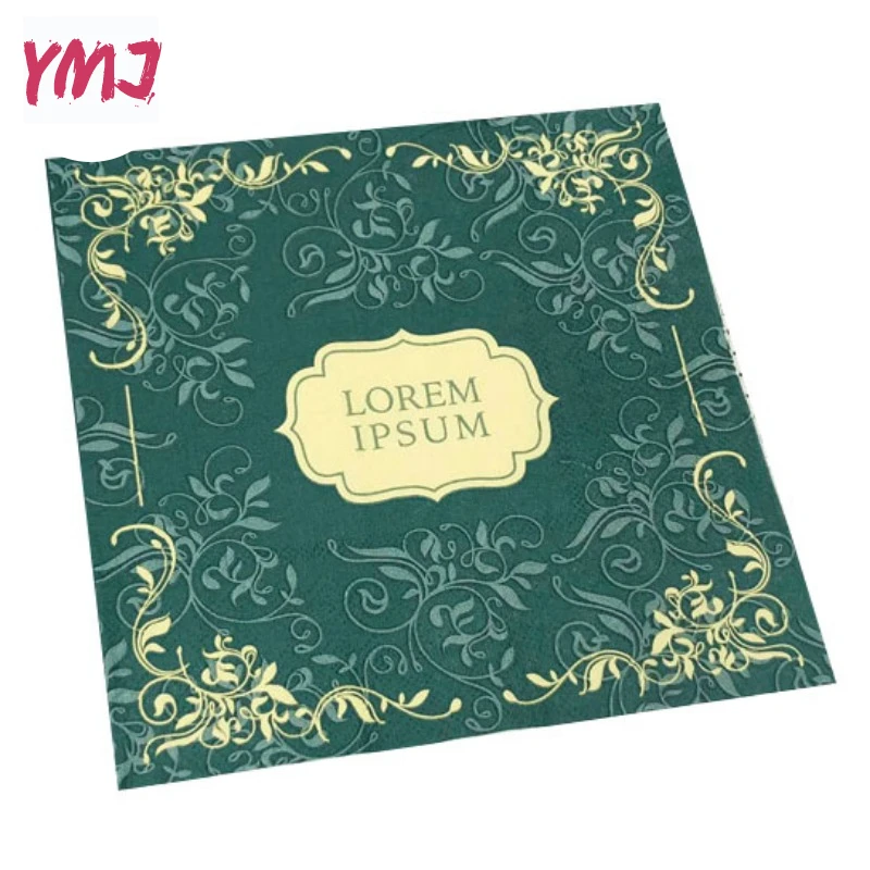 Servilletas con estampado de letras de plantas verdes, papel de cena de paleta de madera pura desechable, restaurante occidental, cafetería, fiesta de boda, 2 capas