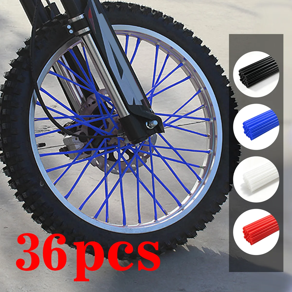 36pcs Bicycle Wheel Spoked Protector Wraps Wheel Rim Spoke Wrap Kit for Motorcycle Bike Color Rims Skin Trim Covers Pipe