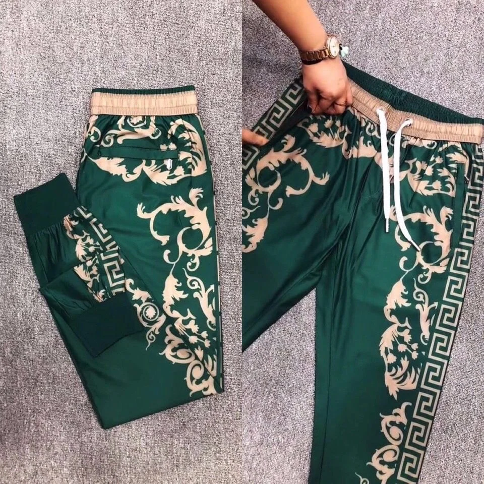 

Faionable, лето 2025 г., мужские облегающие повседневные брюки с принтом, легкие дышащие длинные брюки, молодежные активные брюки...