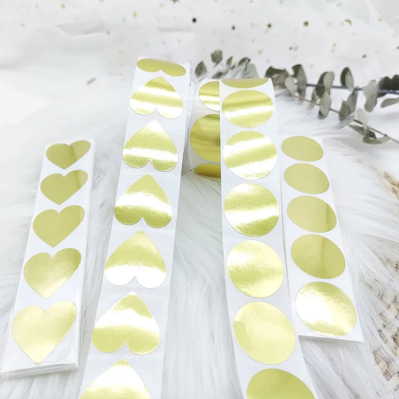 500pcs/1setGold Heart-Shaped Sealing Labels for Candy Cake Packaging Decorative Stickers Holiday Party Gift Box Paper Bag  Store view 6
