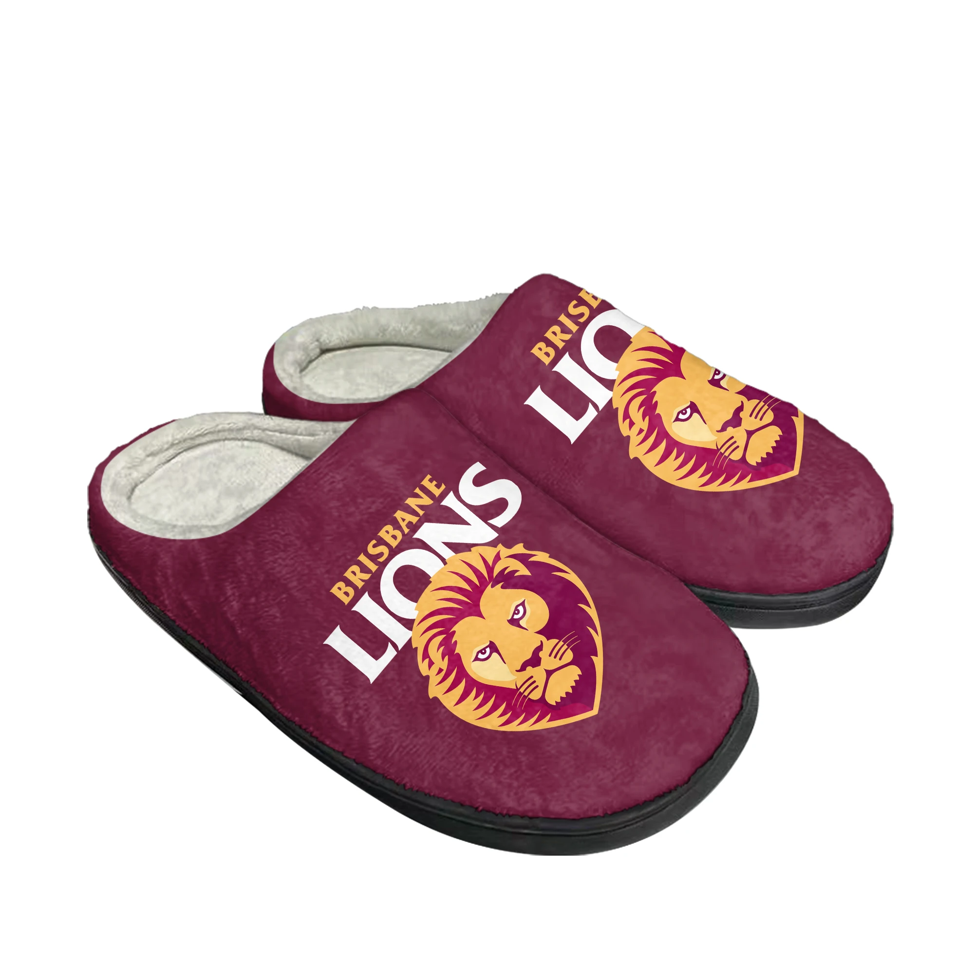 Brisbane Lions Australian Football Home Cotton Slippers Mens Womens Plush Bedroom Casual Keep Warm Shoes Thermal Indoor DIY Shoe