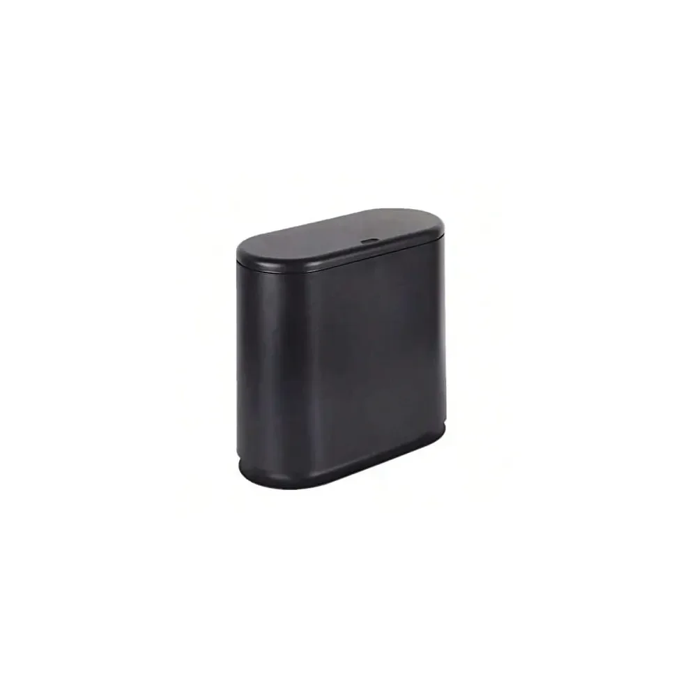 

Trash Can With Press Top Lid,3.2 Gallon 12 Liter Garbage Can,Black Modern Waste Basket Thin Trash Cans For Bathroom,Kitchen,Liv