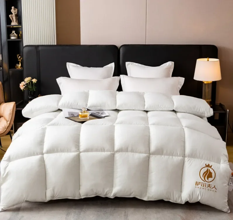 Down Quilt  White Goose/Duck Down Quilt High Quality Five-star Hotel Twist Flower Duvets Comforters 100% Cotton Cover