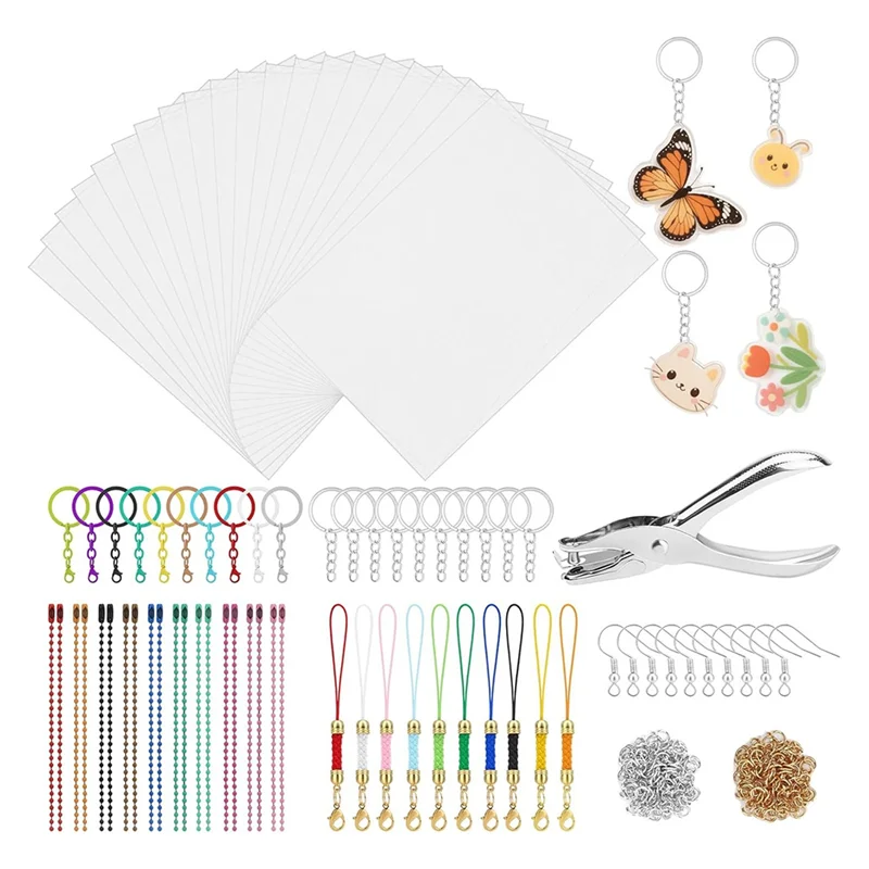 

ABUL-Shrink Plastic Sheets 281PCS Shrinky Paper Sheets Kit With Hole Punch, Earring Keychain Accessories For DIY-Supplies