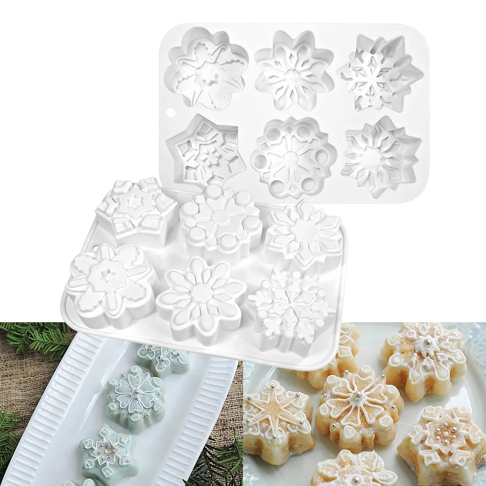 1PC 3D Chrisrmas Snowflake Design Mousse Mould DIY Dessert Chocolate Silicone Mold Cake Decorating Tools Kitchen Bakeware