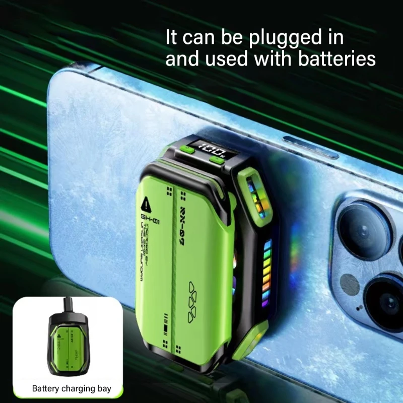 Phone Coolers for Gamings, Universally Phone Cooling Fan with 1800mAh Battery Radiator for Phone