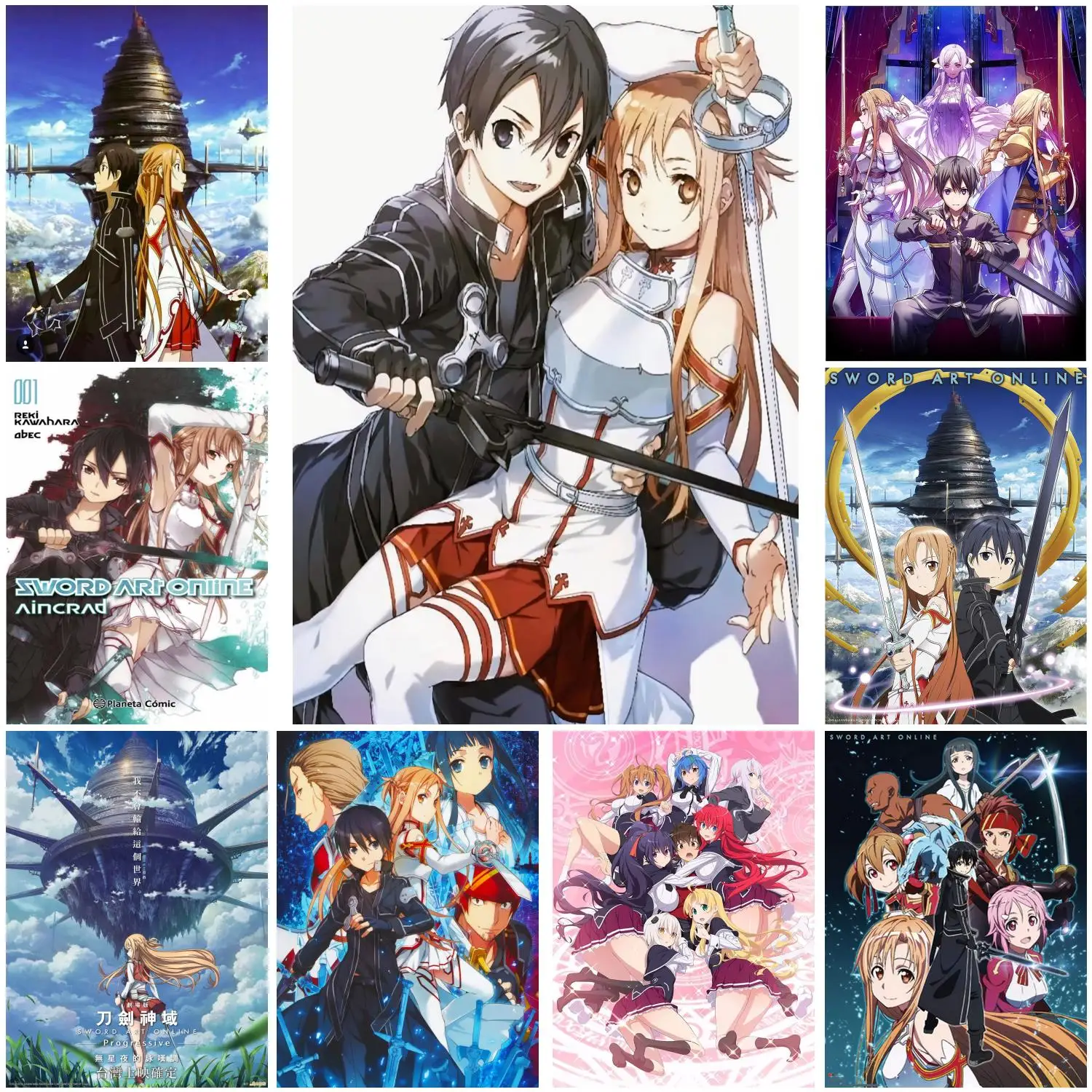 Póster de manga sword art online, impresiones de arte de pared, pintura en lienzo, póster para sala de estar familiar moderna, decoración del hogar