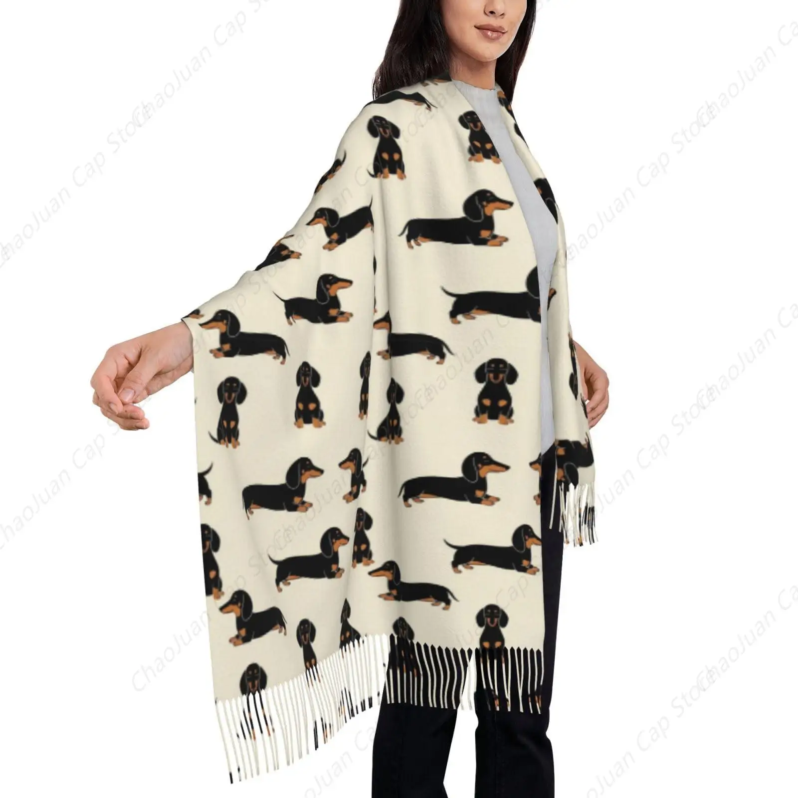 وشاح كارتون دشهند وينر للكلاب الأليفة وشاح شتوي دافئ وشاح كبير الحجم للنساء والفتيات، وشاح كشمير خفيف الوزن