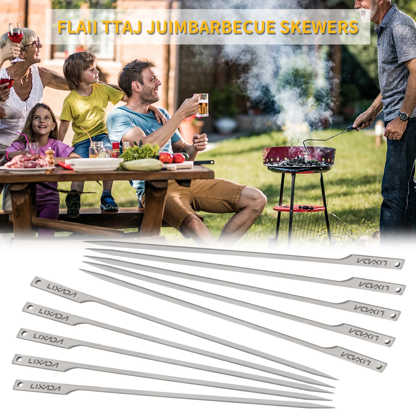 أسياخ شواء Ti مسطحة ، عصي شواء للنزهات الخلفية في الهواء الطلق ، شواء شواء ، 10 بوصة ، 10 بوصة ، 5 روض #2