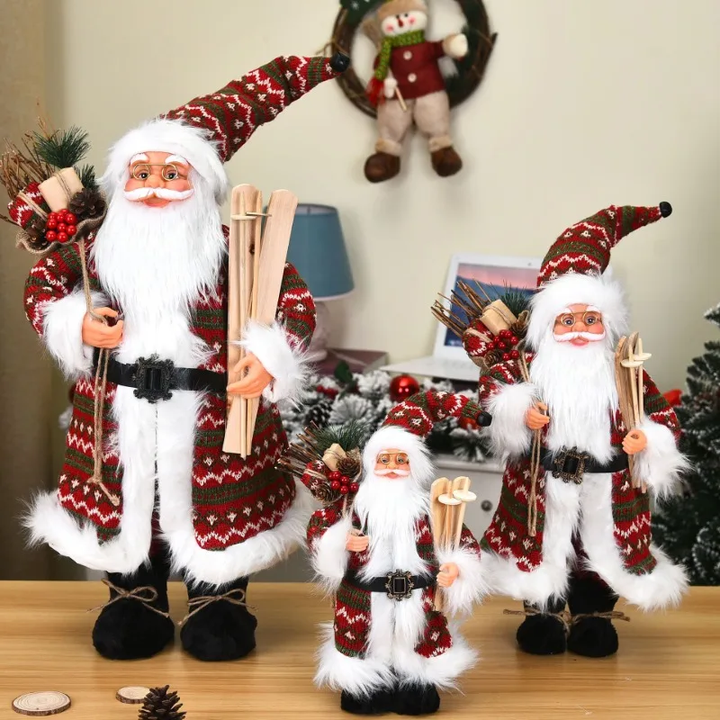 Big size New 35/45cm Santa Claus Doll 2023 Christmas Home Decoration Kids Gift Navidad Christmas Home Standing Santa Decoration