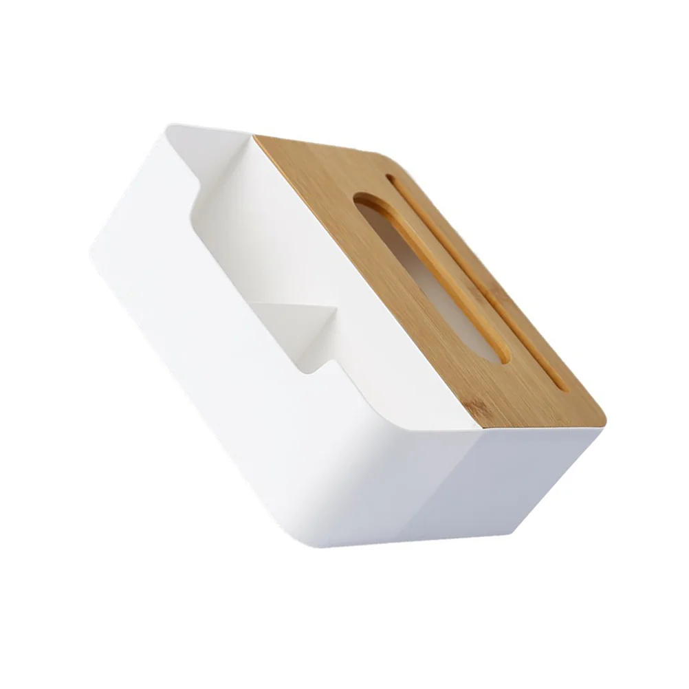 

Tissue Box Holder Compact Dispenser Storage Case Bedroom Room Bamboo Decor Reusable Napkin Container Household