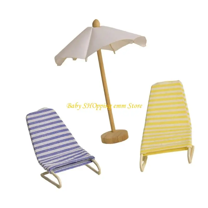 Chaise Parasol à affichage en plastique 23GD, chaise longue réaliste, modèle Zakka plage pour échelle 1:12