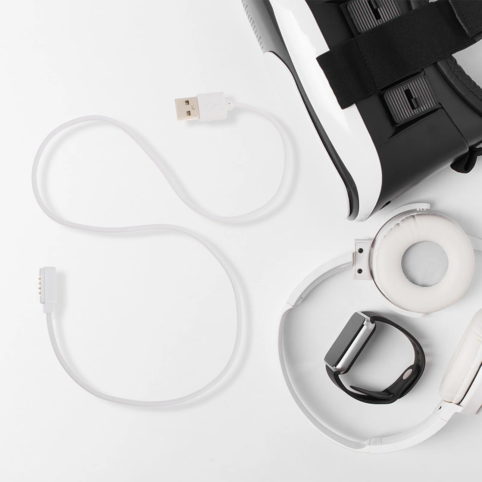 

2Pcs 4 Pin Magnetic Suction Charging Cable 60cm USB Cord for Smart Watch Durable Stable Replacement for Watch