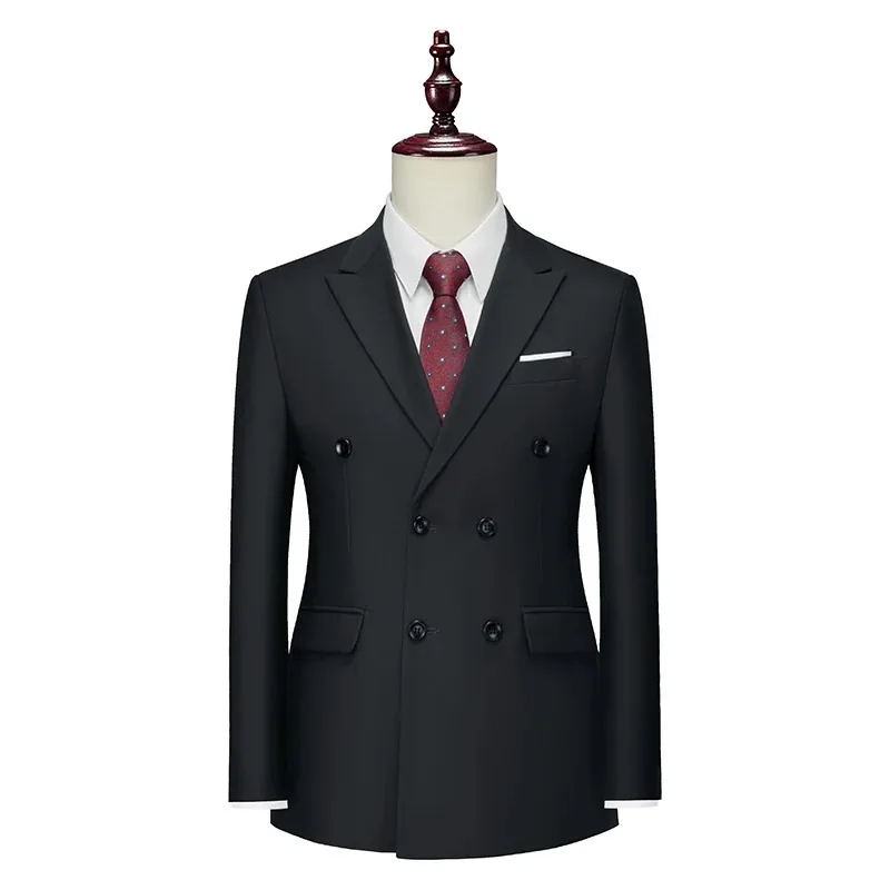 

Men Double Breasted Buttons Suits Blazer Smart Causal Male Clothing Peak Lapel Elegant Latest Design Prom Casualfor
