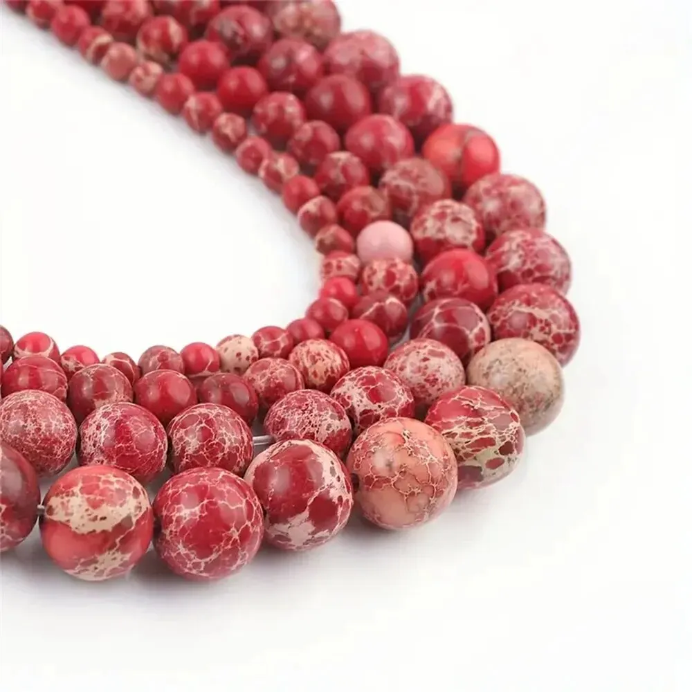 Natural Stone Red Imperial Jasper Beads Round Loose Beads DIY Jewelry Accessories For Necklace/Bracelet