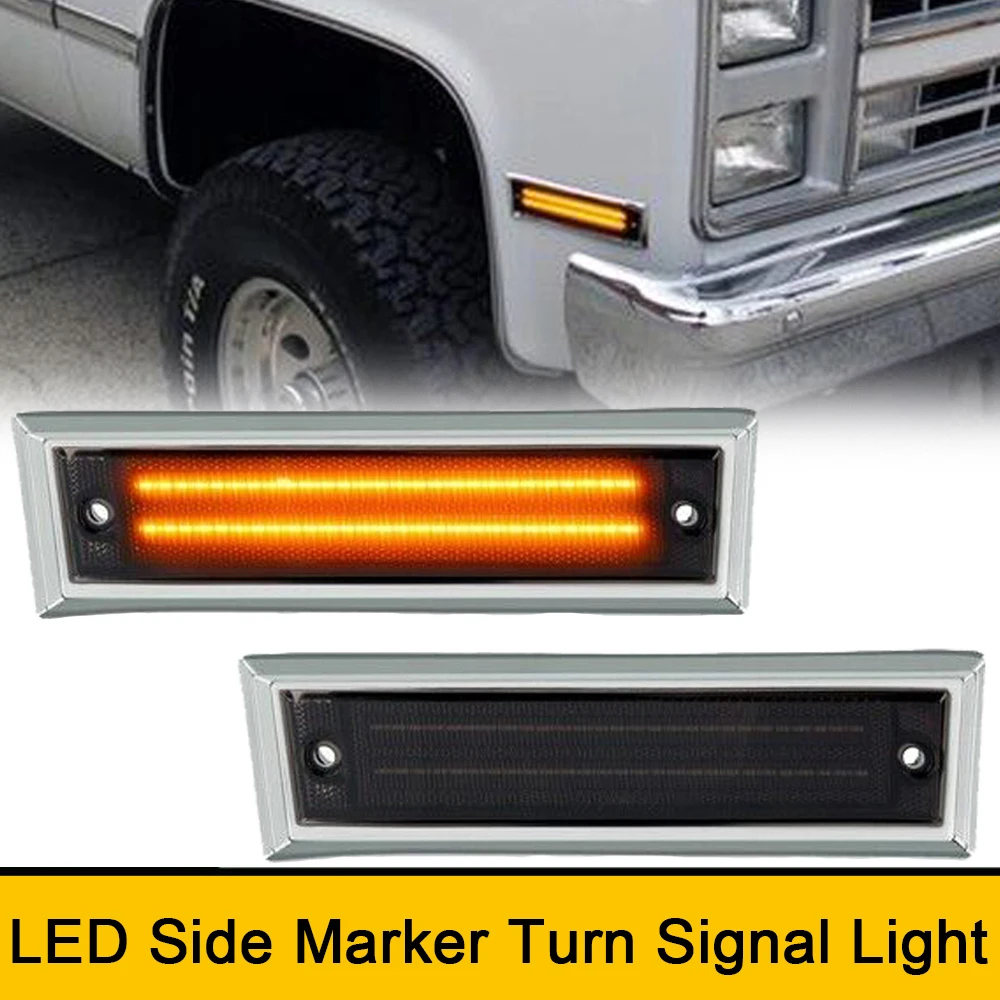 2x LED Front Bumper Side Marker Lights For GMC Jimmy Suburban C1500 C2500 K1500 K2500 Chevy K5 Blazer C10 C20 C30 K10 K20 K30 K5