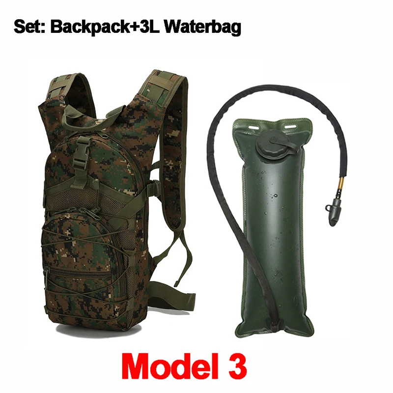 Immagine 6: Sistema di idratazione in TPU da 3L, zaino militare da 15L, set per sport all'aperto, zaino con sacca d'acqua per ciclismo