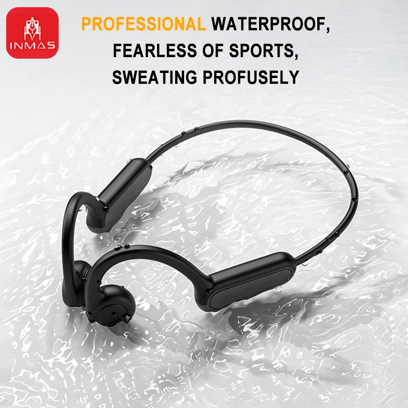 INMAS Real Bone Conduction Earphone Type-C Wireless Bluetooth Headphone Waterproof Headset with Mic for Workouts Running Driving