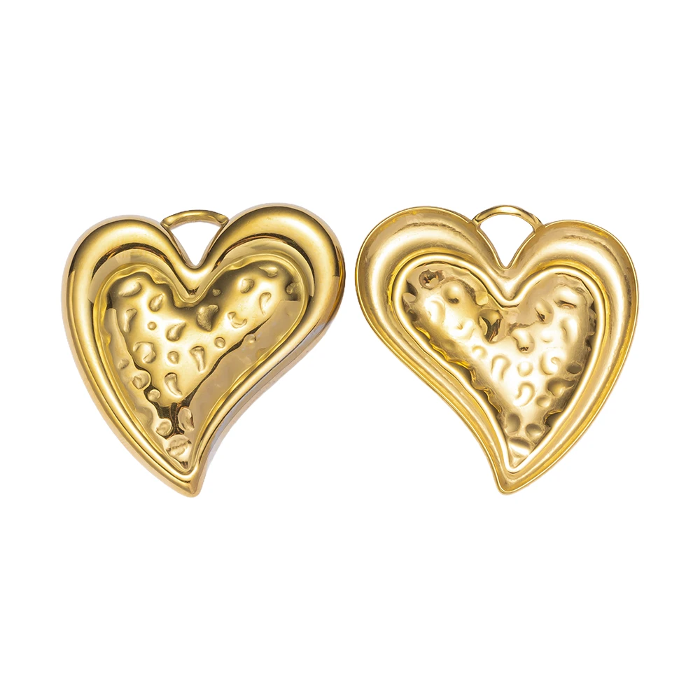 2pcs Gold Stainless Steel Heart Leaf Charms Pendants rnaments for Necklace Jewelry Making Bracelets DIY Craft Accessories view 4