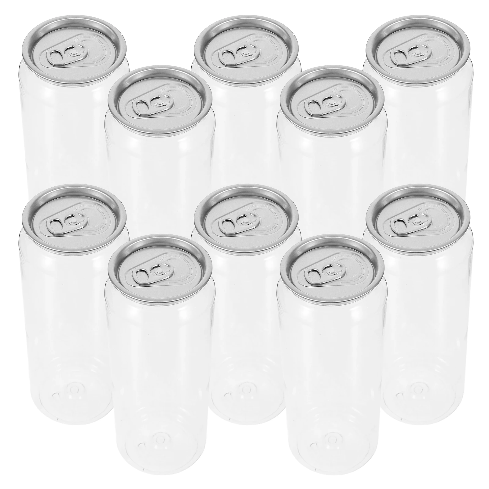 

10 Pcs 500ml Easy Open Lid Can Drinks Canning Jars Plastic Bottles for Juice Milk Tea Coffee Soda Beverages Storage