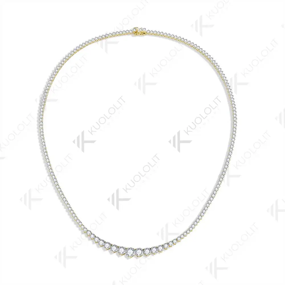 Women's 8CTW Graduated Tennis Necklace D Color VVS1 Moissanite Pass Diamond Tester S925 Sterling Silver 14K 18K Gold Plated Fine Jewelry Anniversary Engagement Christmas Gift For Her view 4