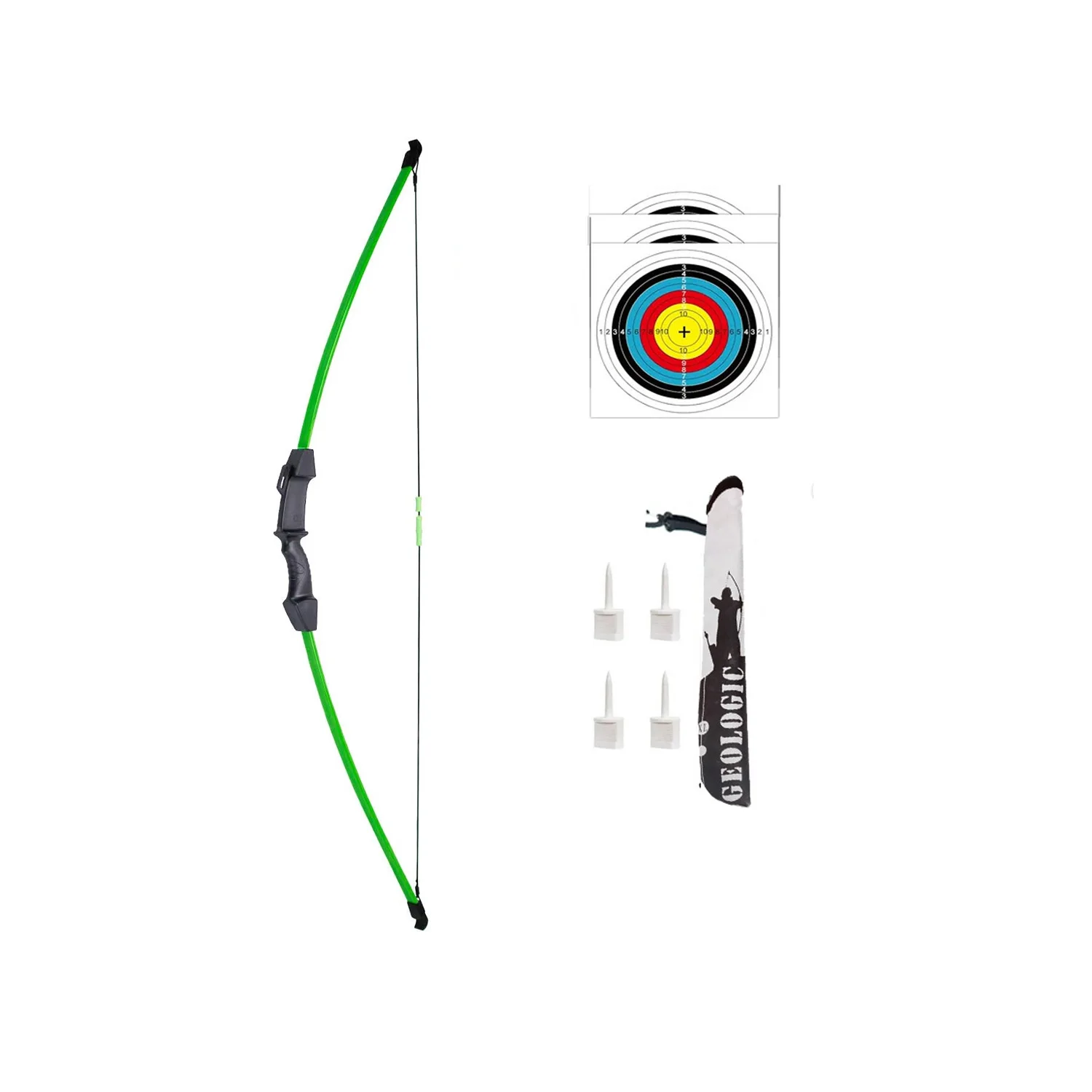 

45" Children's Recurve Bow Archery Green Limbs for Youth Beginner Practice Shooting Right Left Hand