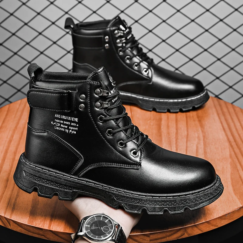 

Men's Shoes Casual Comfortable Trendy Retro Simple Warm Short Boots Fashionable Versatile Spring Autumn New High Top Men's Shoes